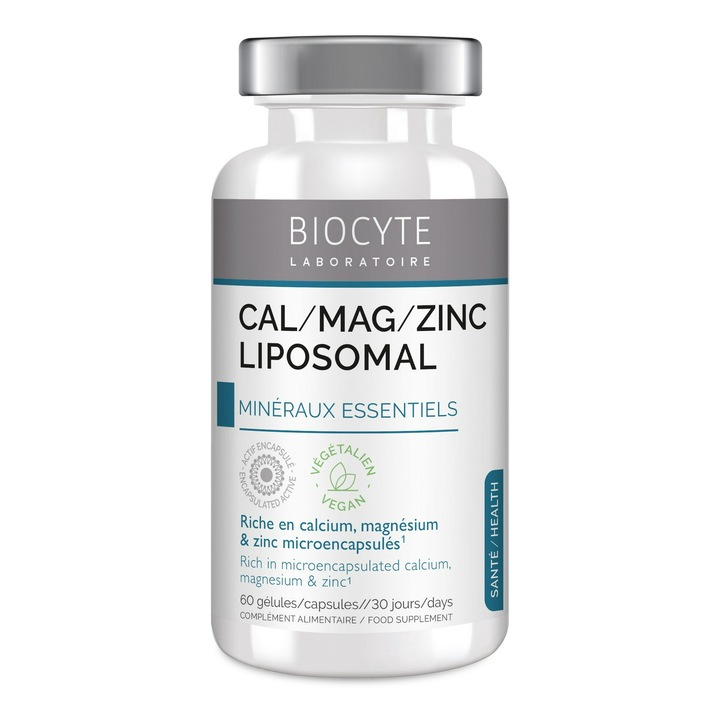 Complex de minerale, Biocyte, Calciu Magneziu Zinc lipozomal, 60 cps