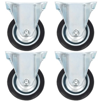 Set de 4 roti fixe cu greutate maxima de 50 kg vidaXL, Metal, 81 x 67 mm, Negru Set de 4 roti fixe cu greutate maxima de 50 kg vidaXL, Metal, 81 x 67 mm, Negru