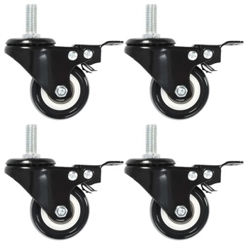 Set de 12 roti pivotante cu frana, vidaXL, 50 mm Set de 12 roti pivotante cu frana, vidaXL, 50 mm