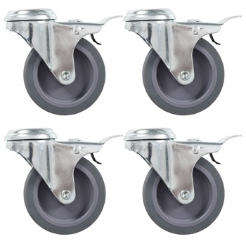 Set de 12 roti pivotante cu gaura pentru surub, vidaXL, 75 mm Set de 12 roti pivotante cu gaura pentru surub, vidaXL, 75 mm