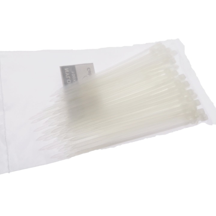 Gembird Önzáró Műanyag Bilincs Készlet, 100 db, 100 mm x 2,5 mm, rögzítéshez, kötéshez és rendezéshez, fehér