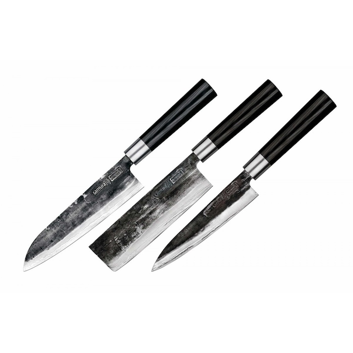 Samura SUPER 5 kés készlet 3 , UNIVERSAL162mm, NAKIRI 168 mm, Santoku 182 mm, damaszkuszi acél HRC 61