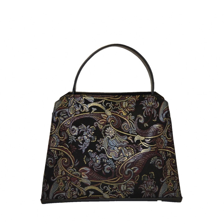 Geanta dama,Zea,neagra,baroc aramiu,24x12x31