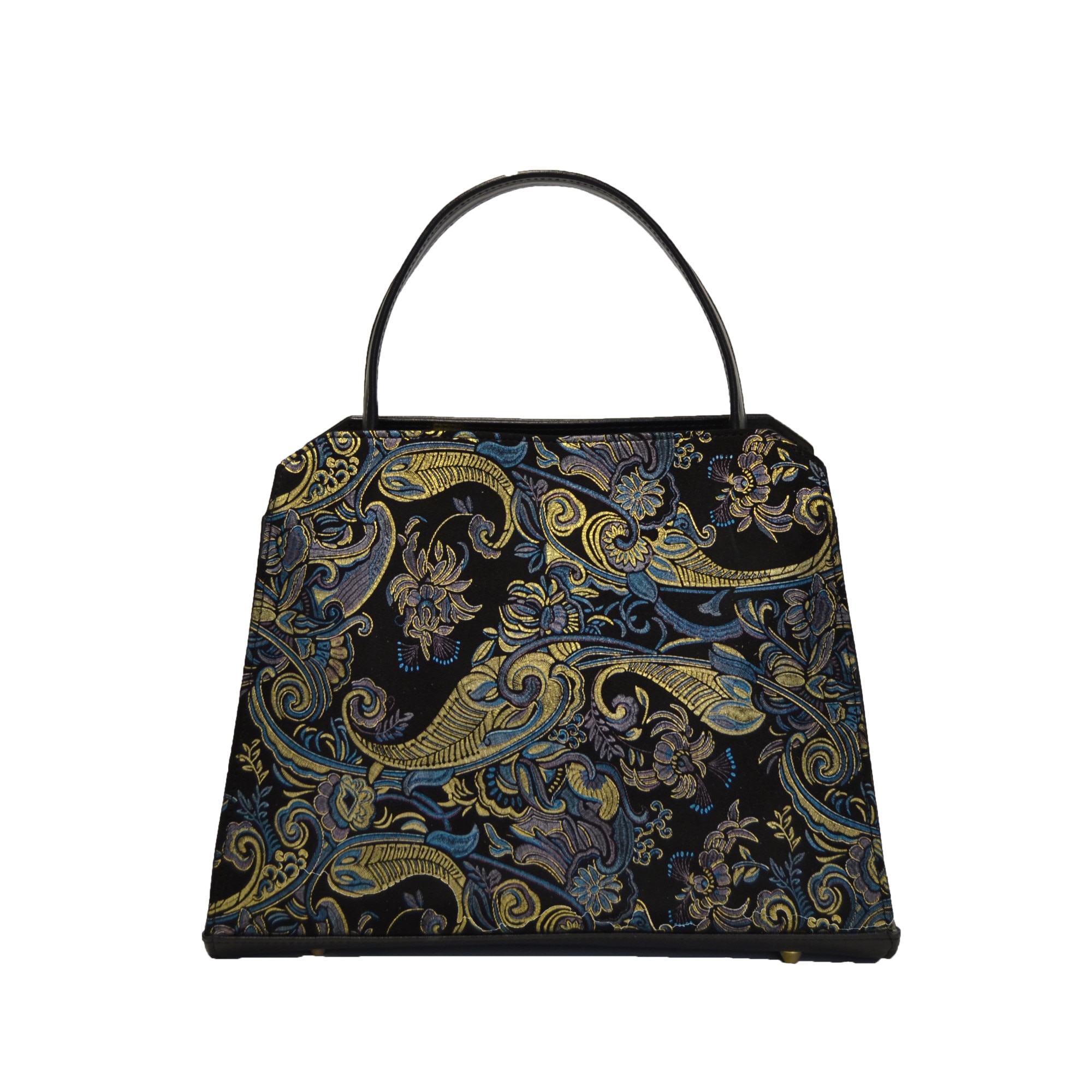 Geanta dama,Zea,negru baroc turquaz,24x12x31