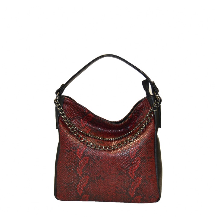 Zea női táska, hétköznapi, kígyó, 30x14x30, bordó