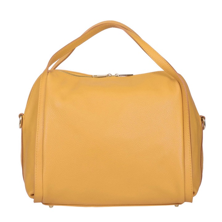 Дамска чанта от естествена кожа Евелин жълто