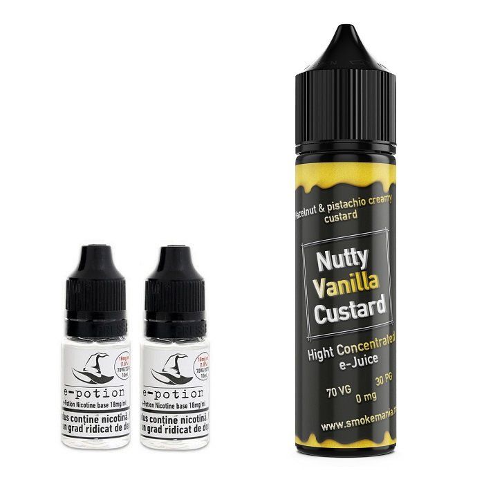 Pachet Lichid tigara electronica premium Nutty Vanilla Custard 6mg 60ml cu nicotina , Lichid Tigara Electronica premium cu nicotina Smokemania Lichid tigara electronica