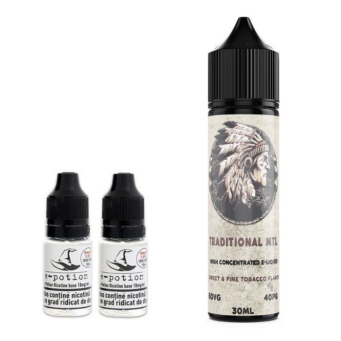Pachet Lichid tigara electronica premium Traditional MTL 8mg 50ml cu nicotina , Lichid Tigara Electronica premium cu nicotina Smokemania Lichid tigara electronica
