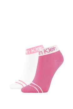 CALVIN KLEIN, Set de sosete pe glezna - 2 perechi, Roz/Alb, One Size CALVIN KLEIN, Set de sosete pe glezna - 2 perechi, Roz/Alb, One Size