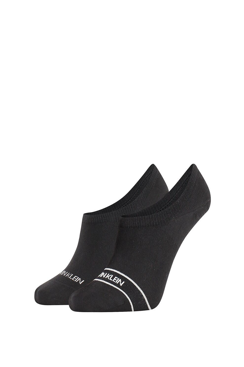CALVIN KLEIN, Set de sosete foarte scurte cu logo - 2 perechi, Negru/Alb, One Size