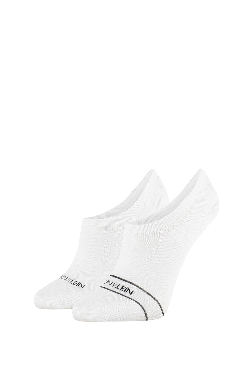 CALVIN KLEIN, Set de sosete foarte scurte cu logo - 2 perechi, Alb/Negru stins, One Size