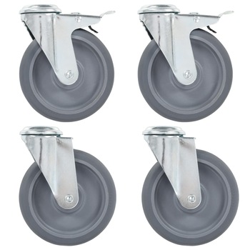 Set de 12 roti pivotante cu gaura pentru surub, vidaXL, 125 mm Set de 12 roti pivotante cu gaura pentru surub, vidaXL, 125 mm