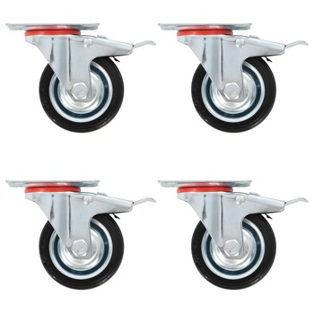 Set de 4 roti pivotante cu frana dubla, vidaXL, 75 mm Set de 4 roti pivotante cu frana dubla, vidaXL, 75 mm