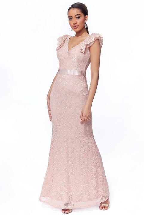 Rochie de ocazie din dantela, Roz prafuit