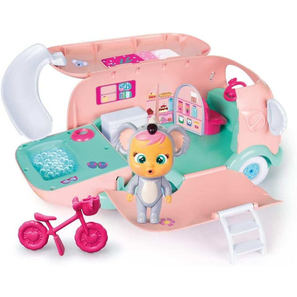 Set de joaca Cry Babies Magic Tears, bebelus Koali cu rulota, 3 ani+