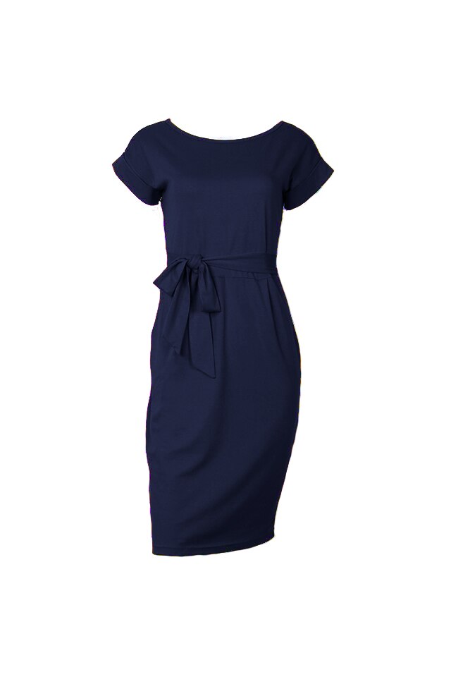 Rochie midi cu cordon dama, Bleumarin