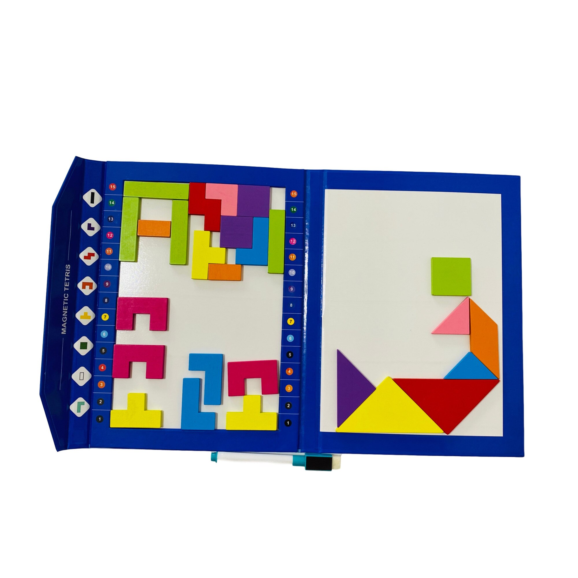 Joc de inteligenta, Tetris magnetic, din lemn, Unitoys