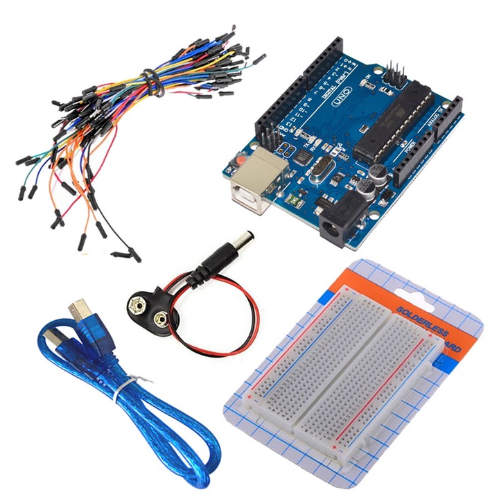 Arduino UNO съвместим комплект с макет и OKY1006-1 конектори