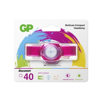 Lanterna frontala LED GP CH31, 40 lm, 2xCR2025, Roz Lanterna frontala LED GP CH31, 40 lm, 2xCR2025, Roz