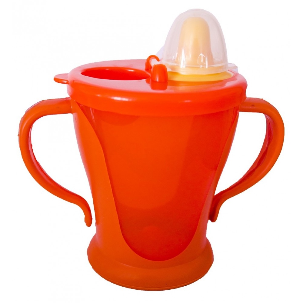 Pahar cu cioc din silicon moale cu capac si maner Baby Bruin 270ml