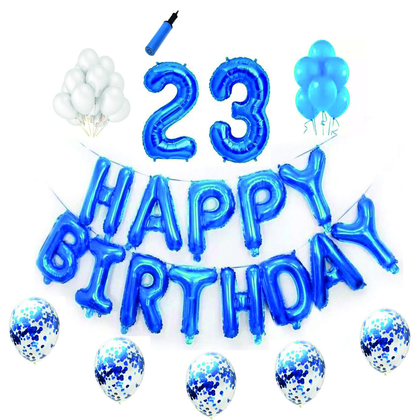 Set baloane Happy Birthday , pentru 23 ani, cifre 1 metru,Albastru