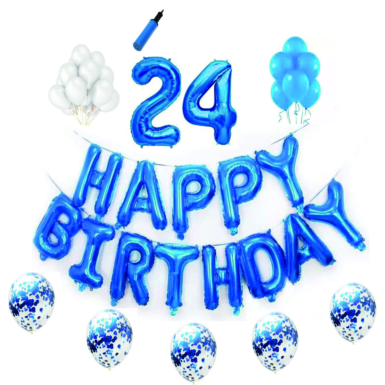 Set complet Happy Birthday , 24 ani, albastru