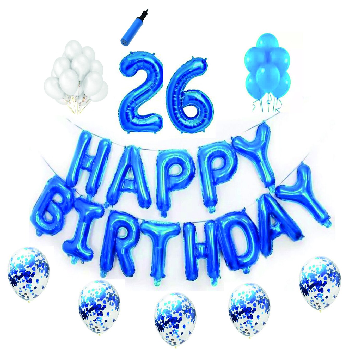 Set complet Happy Birthday , 26 ani, albastru