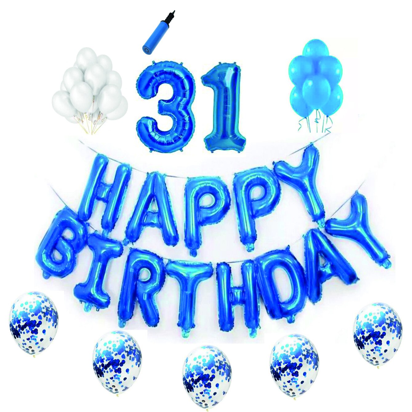 Set complet Happy Birthday , 31 ani, albastru