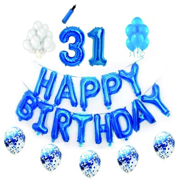 Set baloane Happy Birthday , pentru 31 ani, cifre 1 metru,Albastru Set baloane Happy Birthday , pentru 31 ani, cifre 1 metru,Albastru
