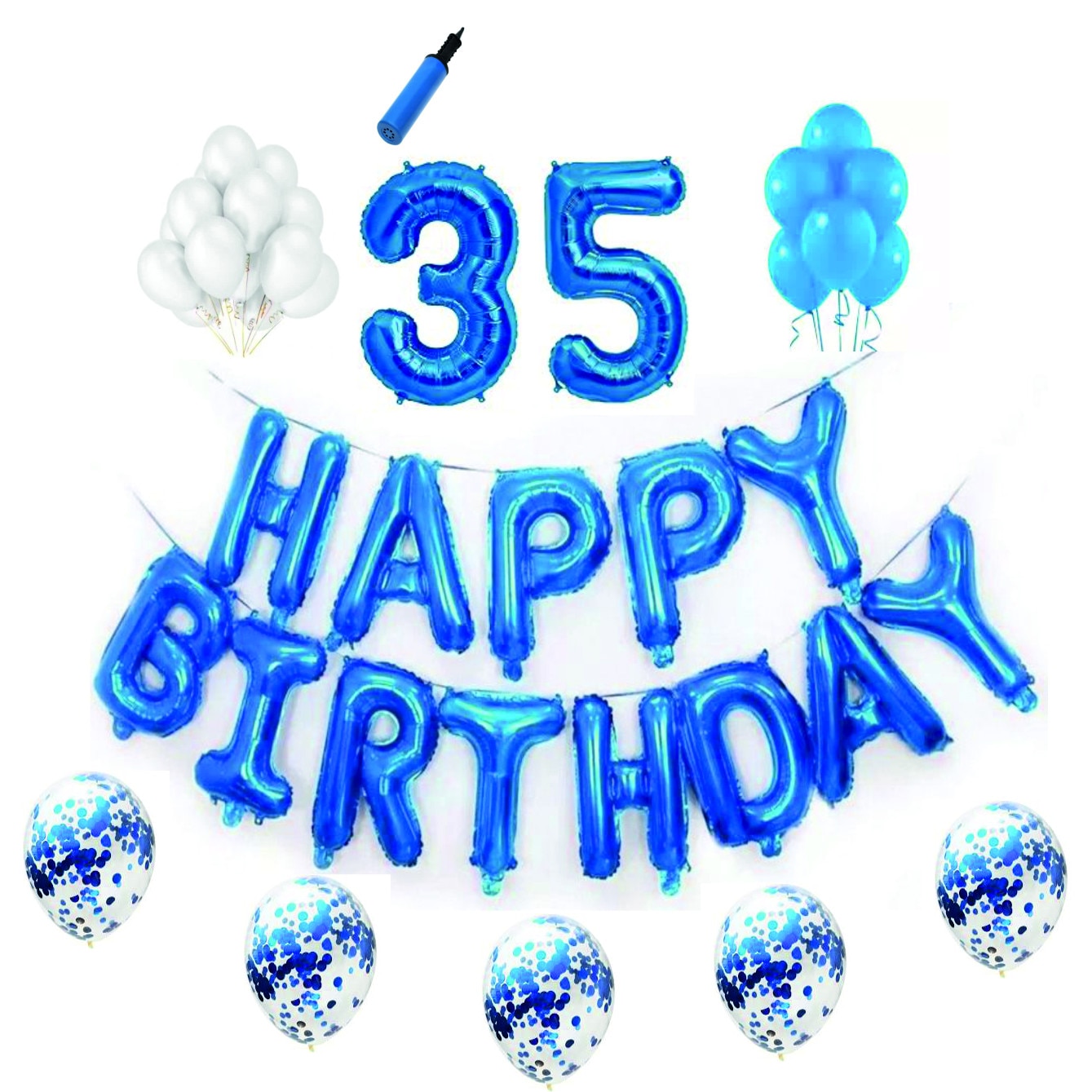 Set complet Happy Birthday , 35 ani, albastru