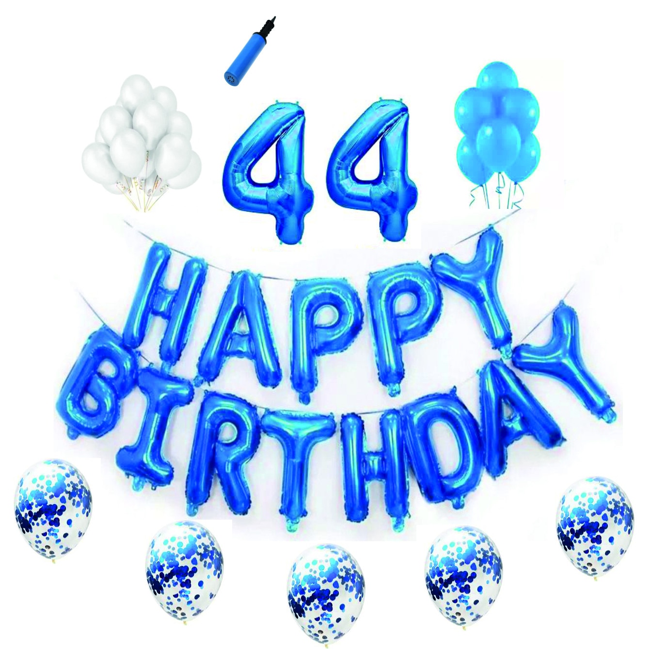 Set baloane Happy Birthday , pentru 44 ani, cifre 1 metru,Albastru