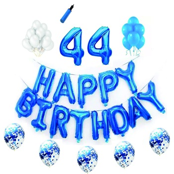 Set baloane Happy Birthday , pentru 44 ani, cifre 1 metru,Albastru Set baloane Happy Birthday , pentru 44 ani, cifre 1 metru,Albastru