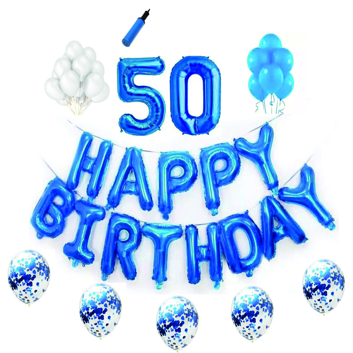 Set complet Happy Birthday , 50 ani, albastru