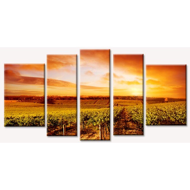 Set Tablou DualView Startonight Podgorie, 5 piese, luminos in intuneric, 90 x 180 cm (1 piesa 30 x 90 cm, 2 piese 30 x 80 cm, 2 piese 40 x 60 cm)