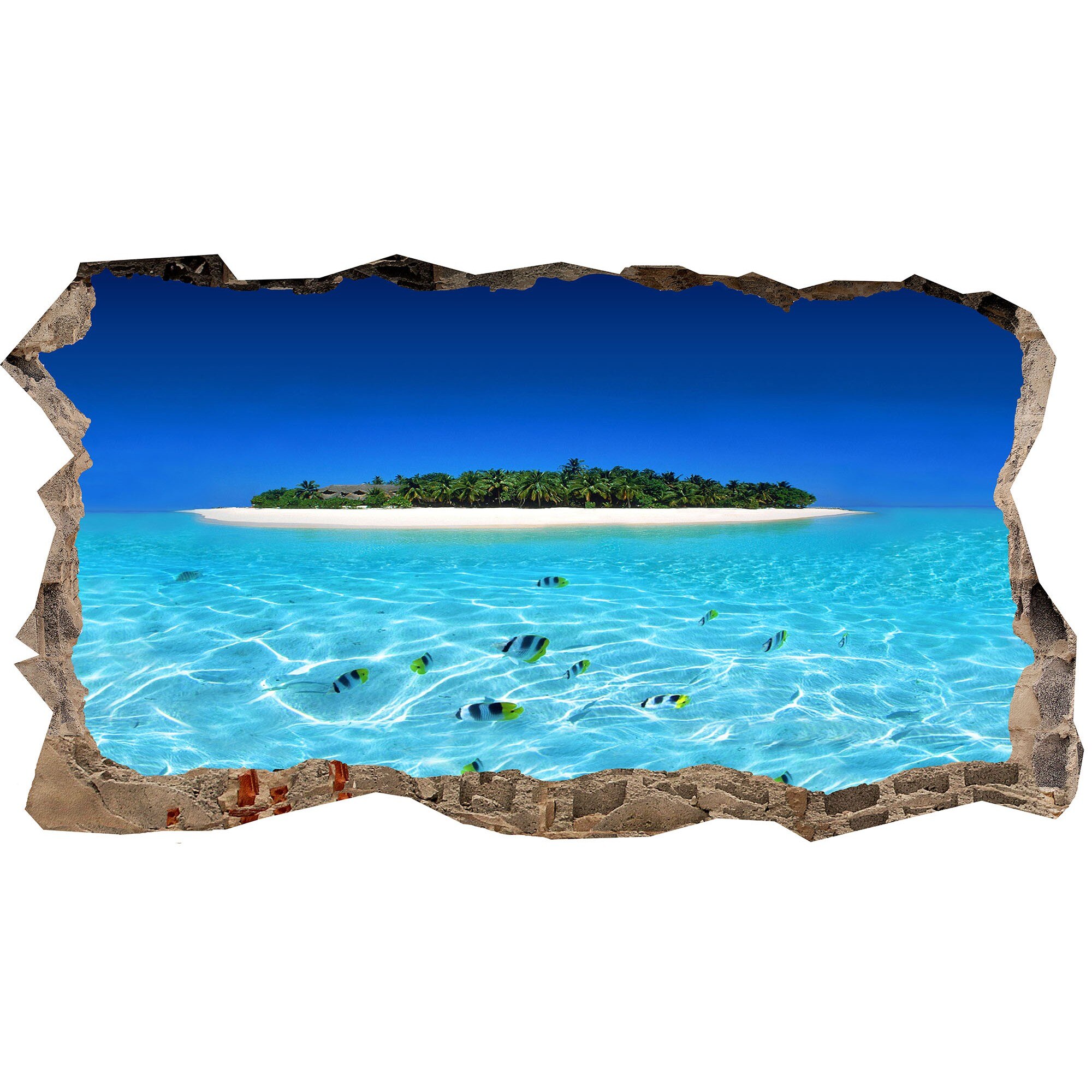 Fototapet 3D Startonight Insula si apa clara, luminos in intuneric, 1.50 x 0.82 m