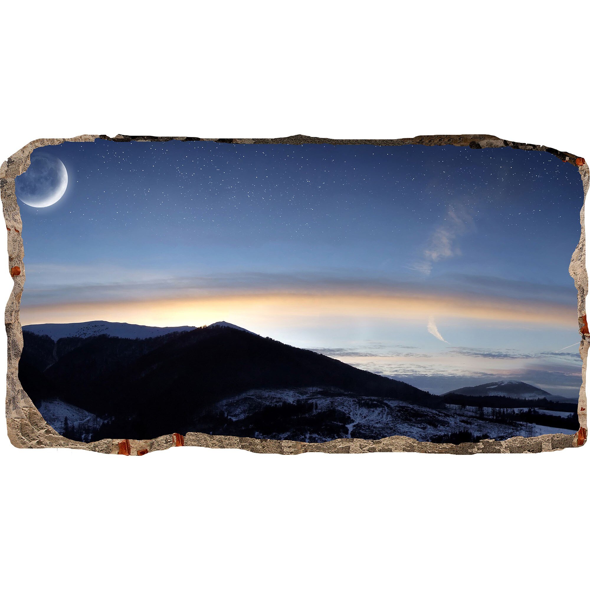 Fototapet 3D Startonight Apus de iarna, luminos in intuneric, 1.50 x 0.82 m