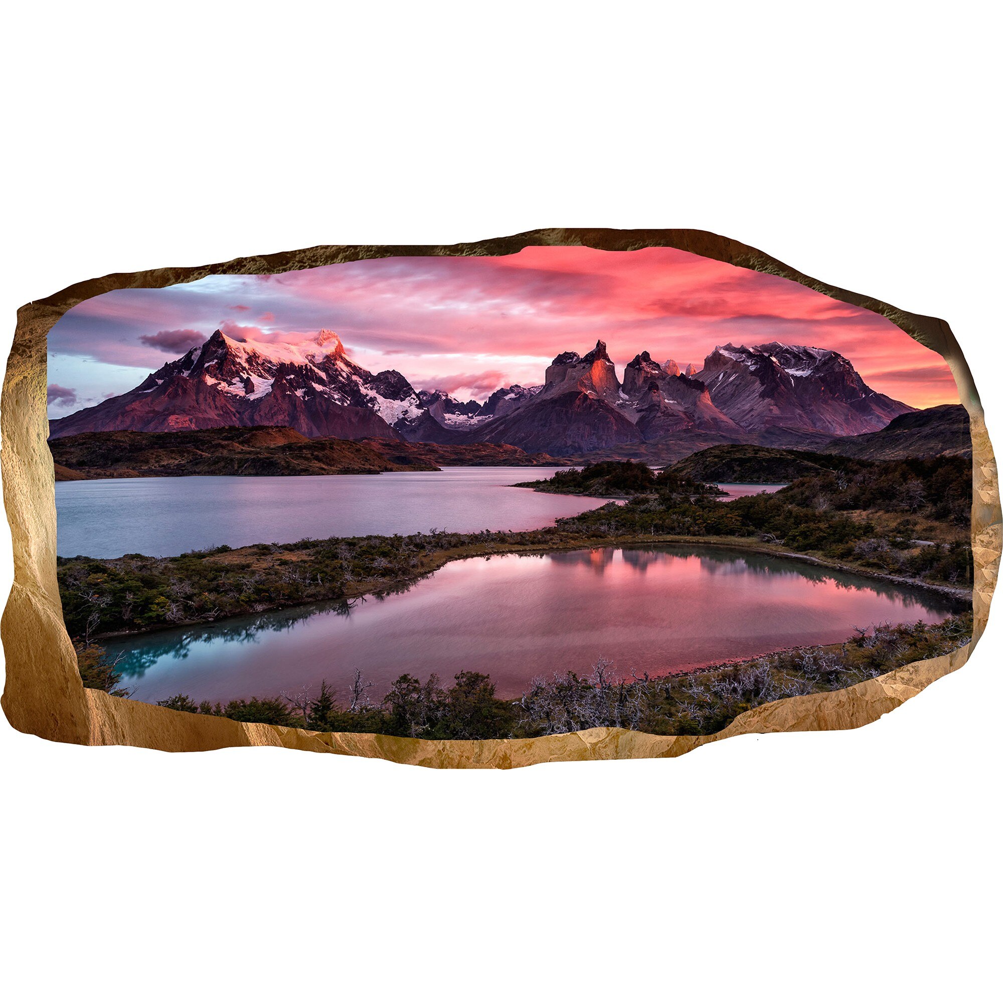 Fototapet 3D Startonight Lac de munte, luminos in intuneric, 2.20 x 1.20 m