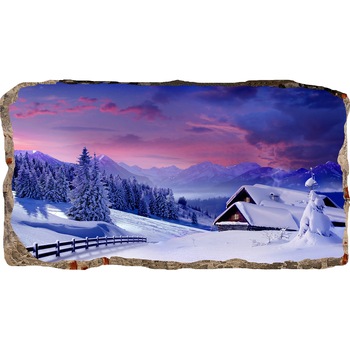 Fototapet 3D Startonight Cabana iarna, luminos in intuneric, 1.50 x 0.82 m Fototapet 3D Startonight Cabana iarna, luminos in intuneric, 1.50 x 0.82 m