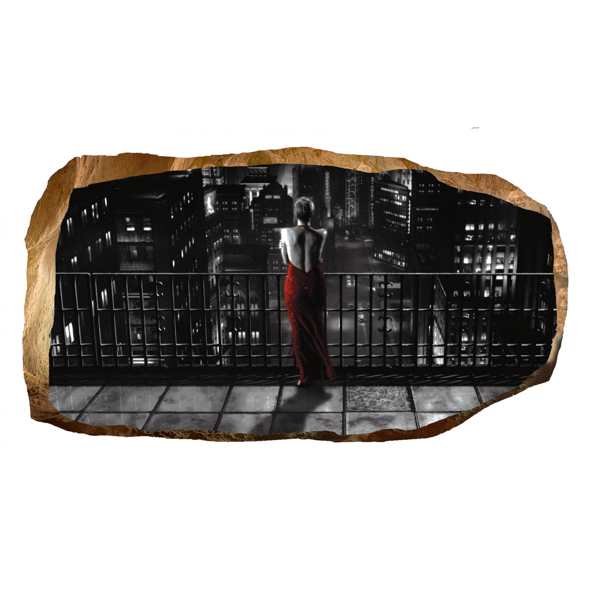 Fototapet 3D Startonight Femeia in Rosu, luminos in intuneric, 2.20 x 1.20 m