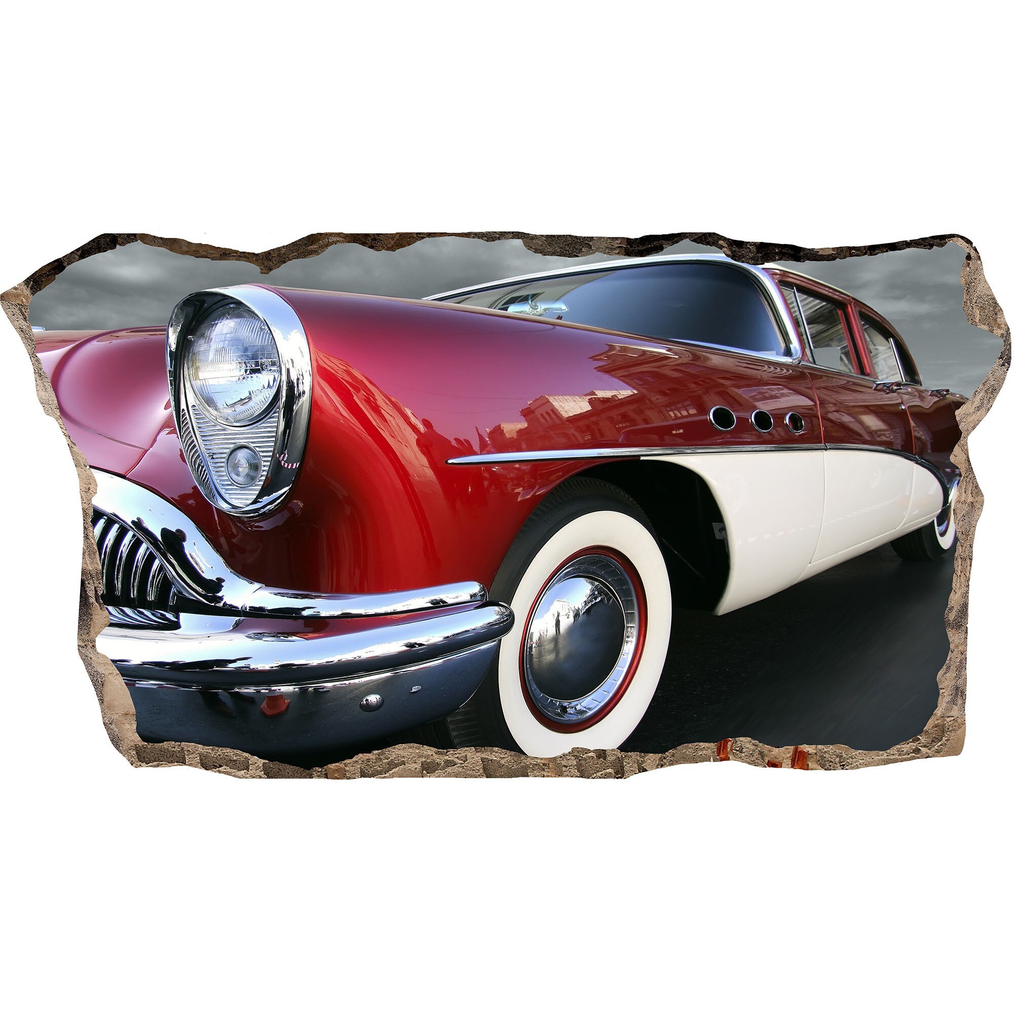 Fototapet 3D Startonight Masina Retro rosie, luminos in intuneric, 1.50 x 0.82 m