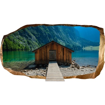 Fototapet 3D Startonight Cabana de pe lac, luminos in intuneric, 1.50 x 0.82 m Fototapet 3D Startonight Cabana de pe lac, luminos in intuneric, 1.50 x 0.82 m