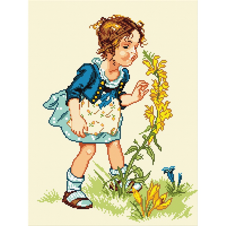 Goblen Mireasma florilor , Hudemas , kit goblen imprimat pe panza , cu fire mouline