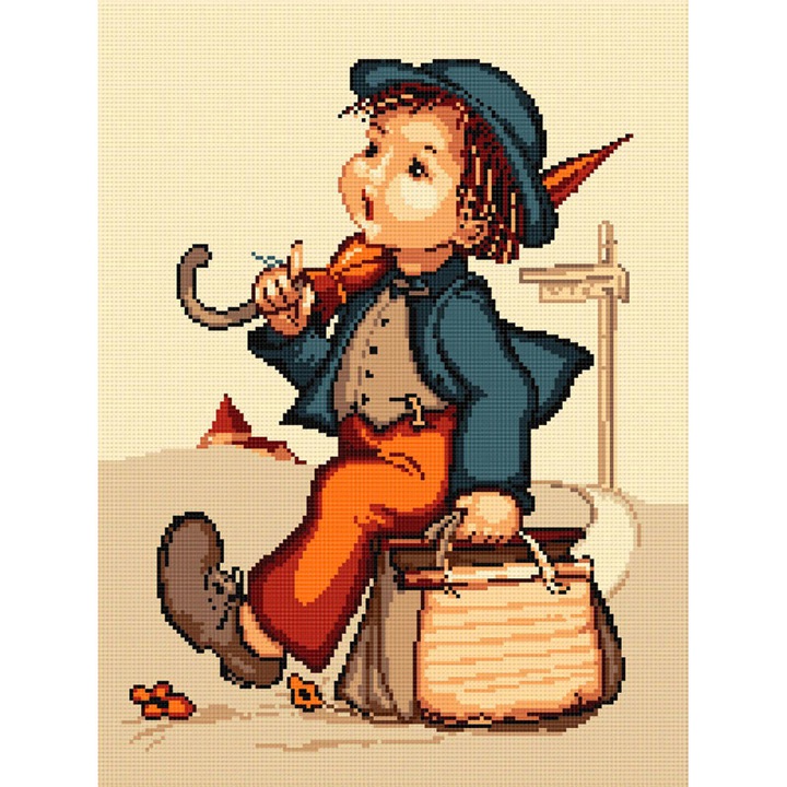 Goblen Turistul , Hudemas , kit goblen imprimat pe panza , cu fire mouline