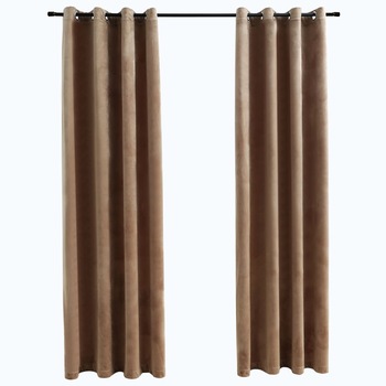 Set de 2 draperii opace cu inele, vidaXL,Catifea, 140 x 175 cm, Bej Set de 2 draperii opace cu inele, vidaXL,Catifea, 140 x 175 cm, Bej
