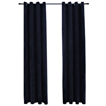 Set de 2 draperii opace cu inele, vidaXL,Catifea, 140 x 175 cm, Negru Set de 2 draperii opace cu inele, vidaXL,Catifea, 140 x 175 cm, Negru