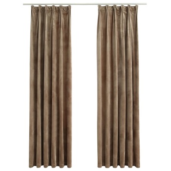 Set de 2 draperii opace, vidaXL,Catifea, 140 x 225 cm, Bej Set de 2 draperii opace, vidaXL,Catifea, 140 x 225 cm, Bej