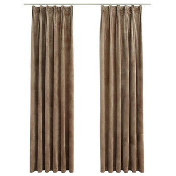 Set de 2 draperii opace, vidaXL,Catifea, 140 x 175 cm, Bej Set de 2 draperii opace, vidaXL,Catifea, 140 x 175 cm, Bej