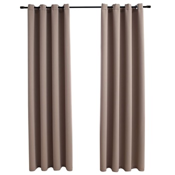 Set de 2 draperii opace cu inele, vidaXL,Tesatura, 140 x 175 cm, Gri Taupe Set de 2 draperii opace cu inele, vidaXL,Tesatura, 140 x 175 cm, Gri Taupe