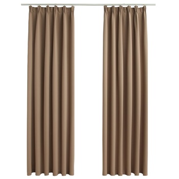 Set de 2 draperii opace cu carlige, vidaXL, Tesatura, 140 x 245 cm, Maro Set de 2 draperii opace cu carlige, vidaXL, Tesatura, 140 x 245 cm, Maro