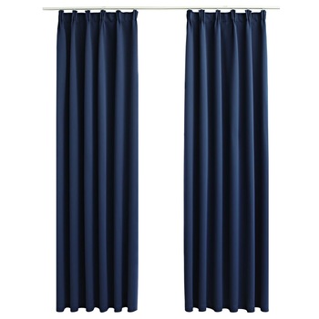 Set de 2 draperii opace cu carlige, vidaXL, Tesatura, 140 x 245 cm, Albastru Set de 2 draperii opace cu carlige, vidaXL, Tesatura, 140 x 245 cm, Albastru